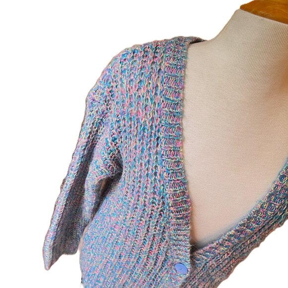 Wet Seal Chunky Knit Cardigan Sweater Pastel Womens Juniors XS Wool 80s Cottage - Picture 4 of 10